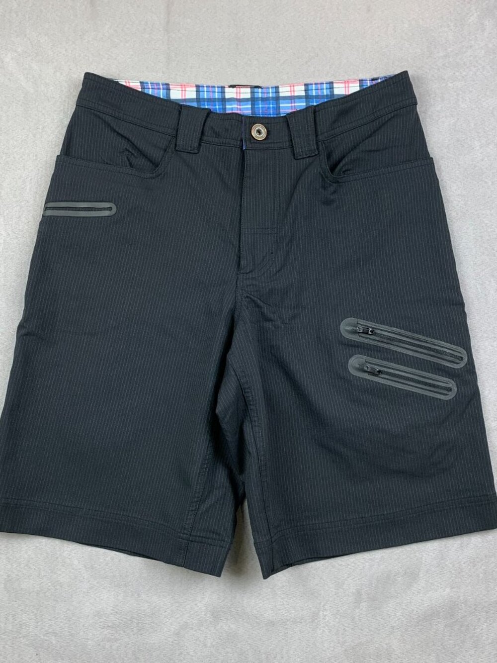 Lululemon Men Shorts 32 Black Pin-Stripe Chino Cadence Commute Cargo 10.5" Nylon